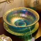 Antique Northwood celeste blue stretch glass bowl & underplate