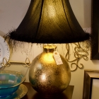 Gold orb porcelain lamp