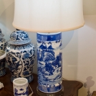Pair of blue & white lamps