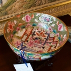 Rose medallion bowl on stand