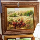 Impressionist Italian landscape w/ field of flowers