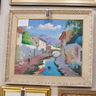 Southern European landscape w/ canal & figure
