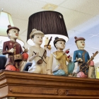 Set of 4 colorful hand painted wood carved musicians