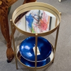 Gold mirrored magnetic tray folding side table