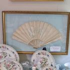 Shadow box framed Victorian lace and painted fan