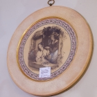 Pair of antique illustrations with elgomise / round frames