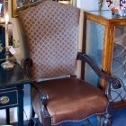 Pair of Stanley captains chairs w/ fabric & leather