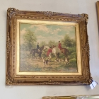 Oil on canvas hunt scene