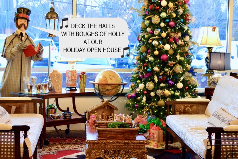 Christmas caroler and tree